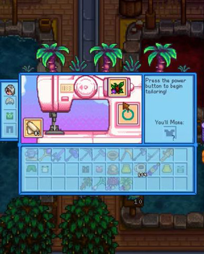 Tailoring with holly in Stardew Valley
