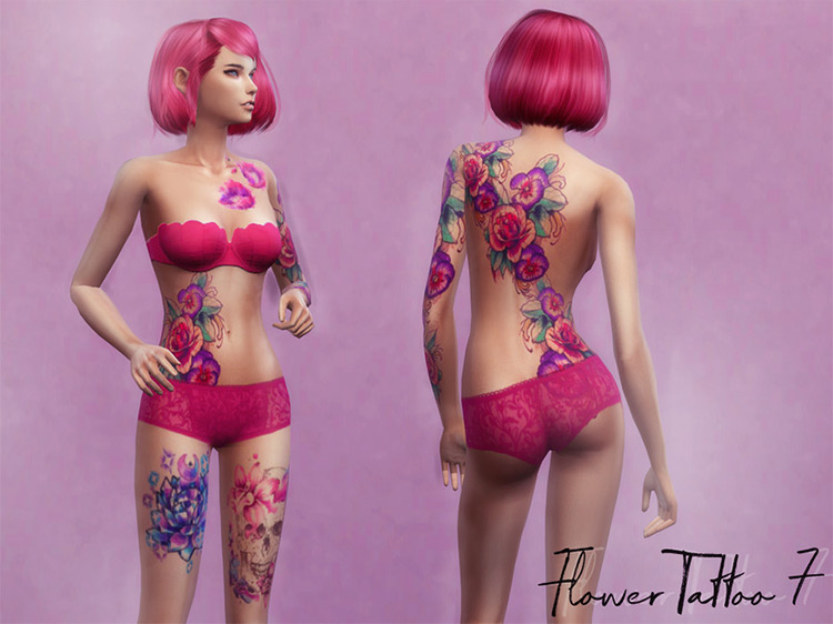 Female Flower Tattoo Set / Sims 4 CC