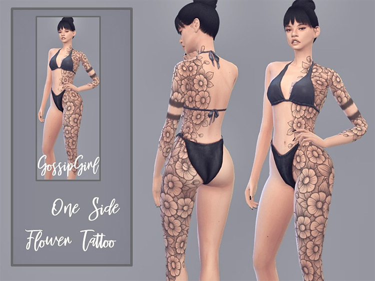 One-side Flower Tattoo CC for The Sims 4