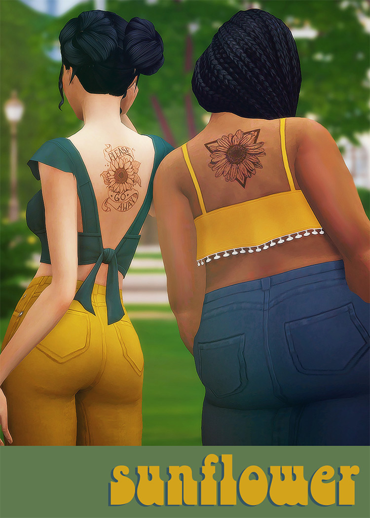 Sunflower Back Tattoos Set / TS4 CC