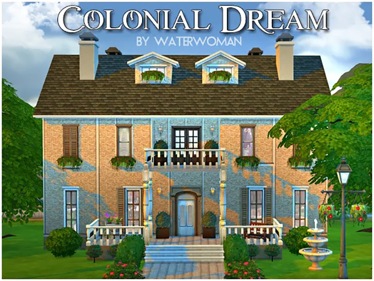 Colonial Dream House Lot for The Sims 4