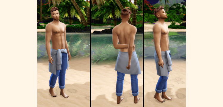 Male Sweater Tie Jeans / Sims 4 CC