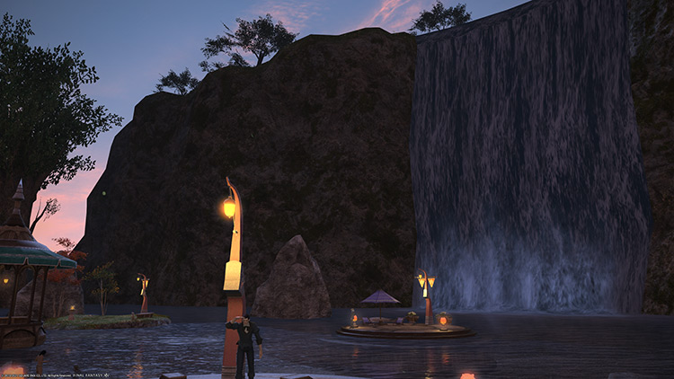 Sunset fishing spot in Final Fantasy XIV