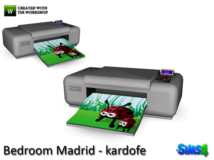 Bedroom Madrid Printer by kardofe for Sims 4