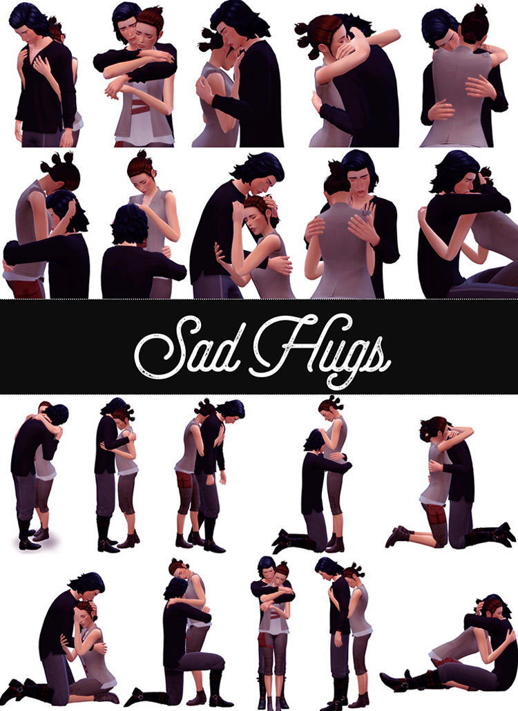 Sad Hugs Pose Pack for The Sims 4