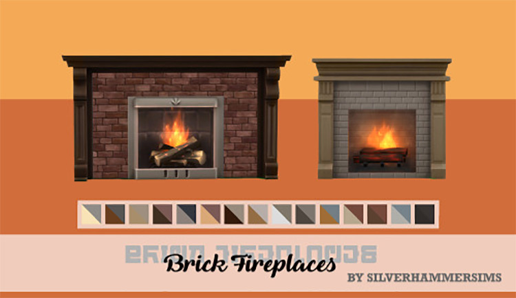Brick Fireplaces (Maxis-Match) for The Sims 4