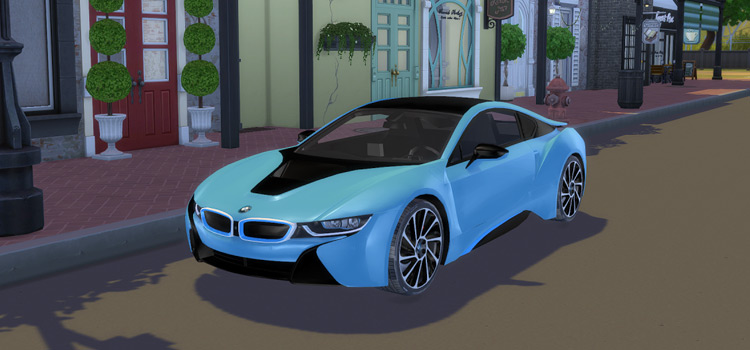 Blue BMW i8 2014 Car CC in The Sims 4