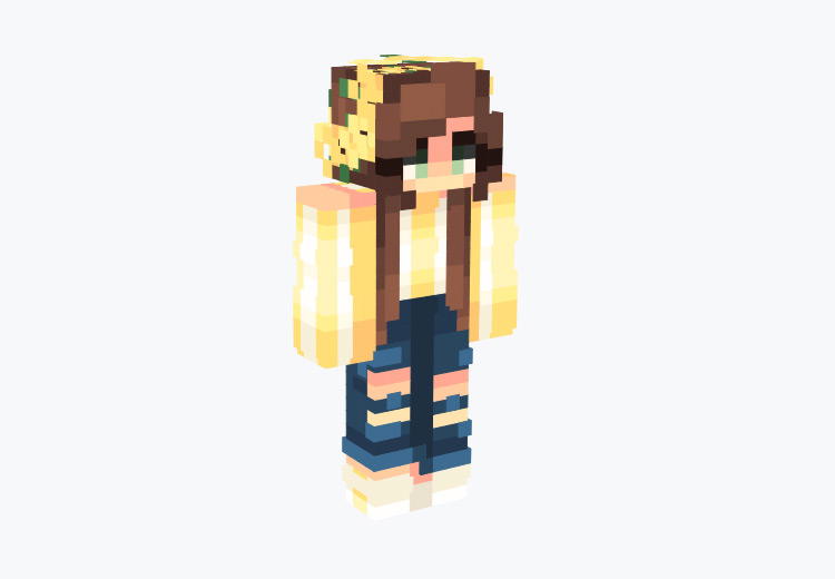 Yellow brunette girl with flower crown / Minecraft Skin