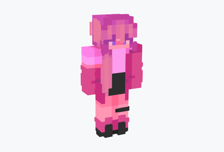Pink Vaporwave Girl with Glasses / Minecraft Skin