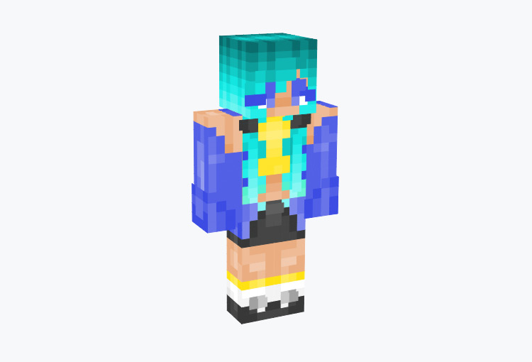 Bright Blue Hair Female Minecraft Skin
