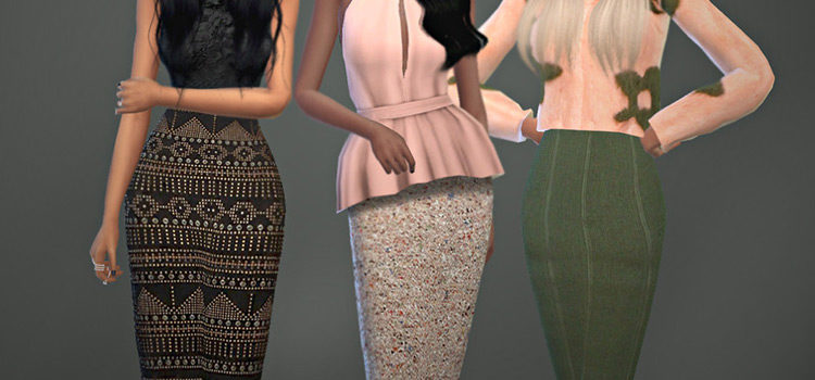Sims 4 Pencil Skirt Set by Mahemsims