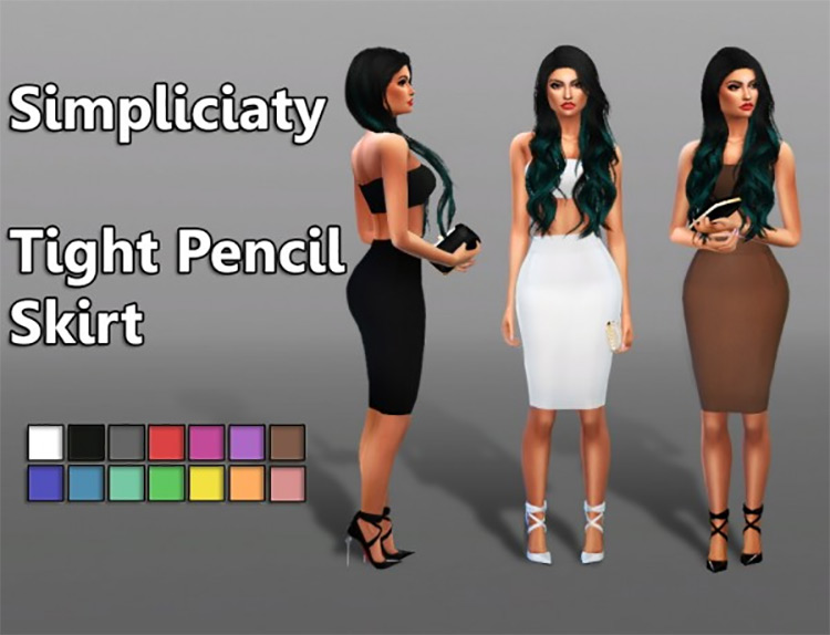 Tight Pencil Skirt by Simpliciaty / Sims 4 CC