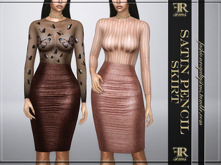 Satin Pencil Skirt Design for The Sims 4