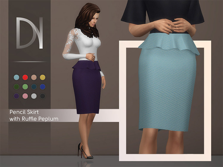 Pencil Skirt with Ruffle Peplum / Sims 4 CC