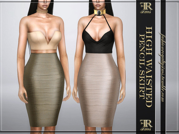 High Waisted Pencil Skirt CC for The Sims 4