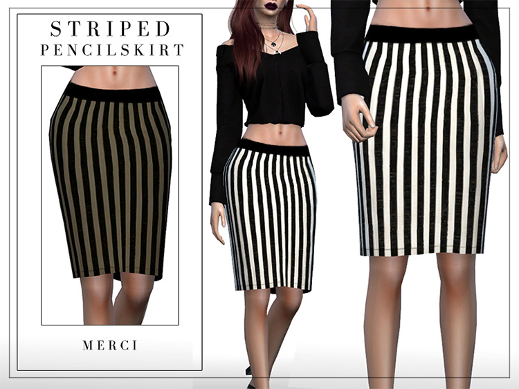 Striped Pencil Skirt Set / Sims 4 CC