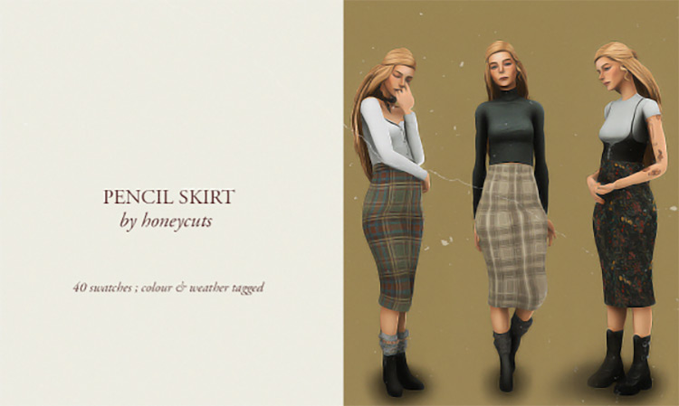 Pencil Skirt CC Set by honeycuts for The Sims 4