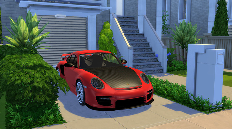 Porsche 997 GT2 RS Red & Black (2011) Mod for The Sims 4