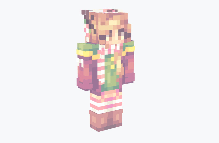 Girl with Deer Ears & Candycane Outfit / Minecraft Skin
