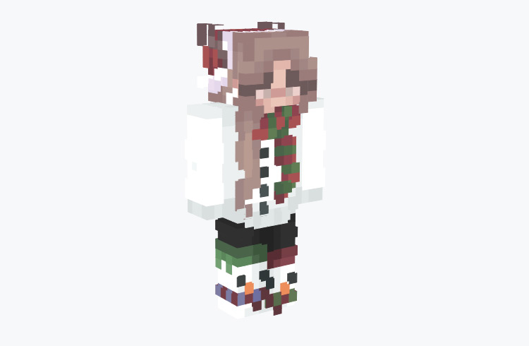Girl Wearing Christmas Scar & Snowman Socks / Minecraft Skin