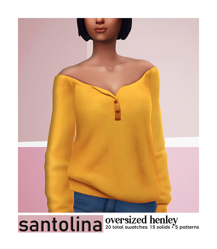 Santoline Oversized Henley (Girls) for The Sims 4