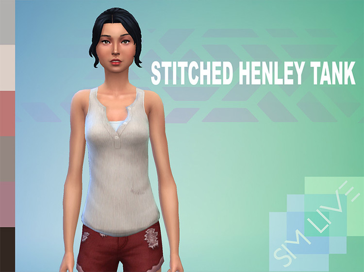Ribbed Henley’s Tank Top with Stitches / Sims 4 CC