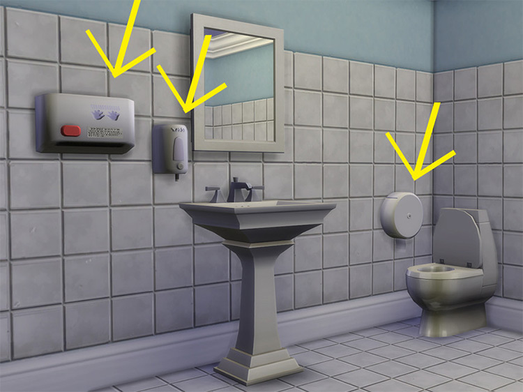 Public Bathroom Deco Set / Sims 4 CC