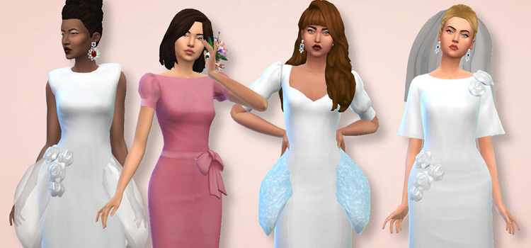 1980s Style Maxis-Match Wedding Dresses (TS4 CC)