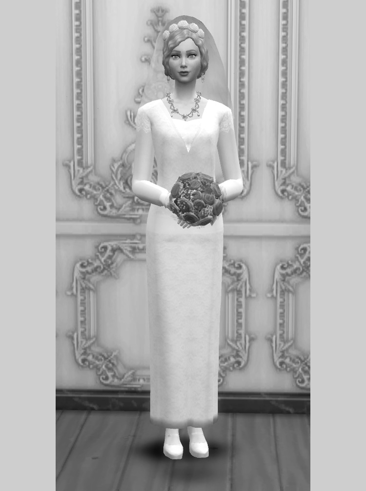 1920s Style Wedding Dress (Maxis-Match) Sims 4 CC