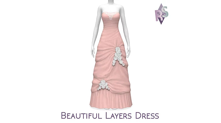 Beautiful Layers Maxis Match Wedding Dress for The Sims 4