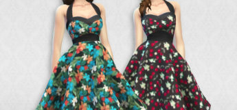 Classic Floral Patterned Dresses (TS4 CC)