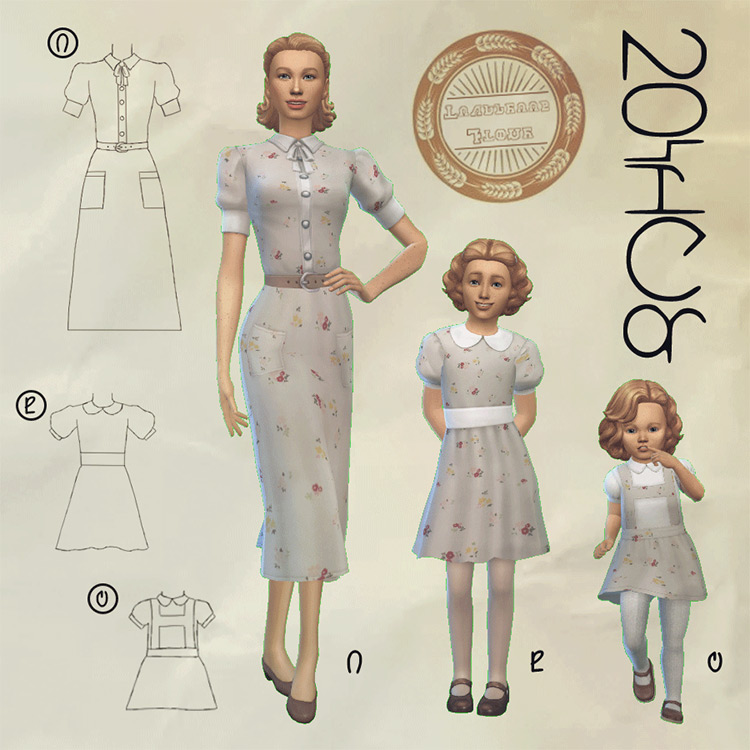 Ida + Annie + Elsie 1930s Dresses / Sims 4 CC