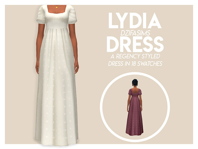 Lydia Dress 1800s for The Sims 4