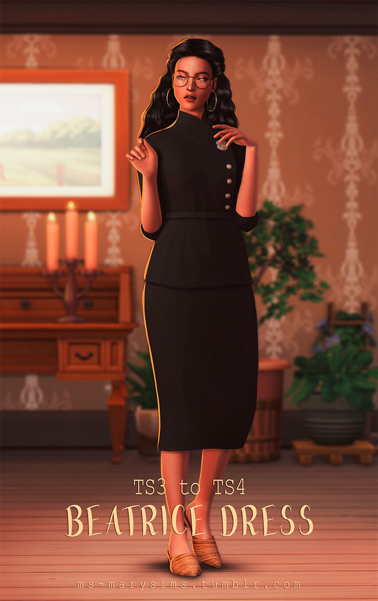 Beatrice Dress Old-school CC for The Sims 4