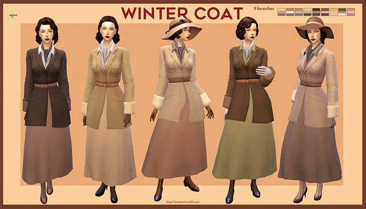 1940s Winter Coat Dress / Sims 4 CC