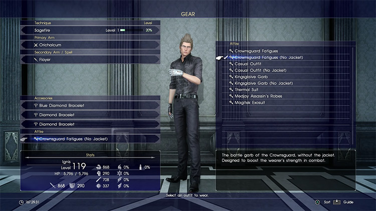 Crownsguard Fatigues (No Jacket) Attire in Final Fantasy XV
