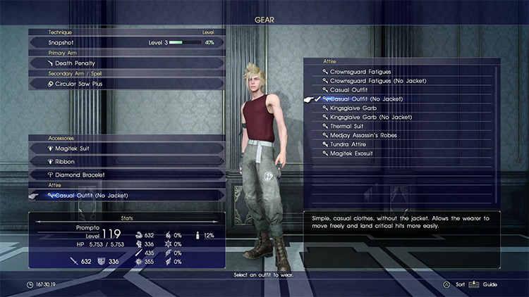Casual Outfit (No Jacket) Attire in Final Fantasy XV