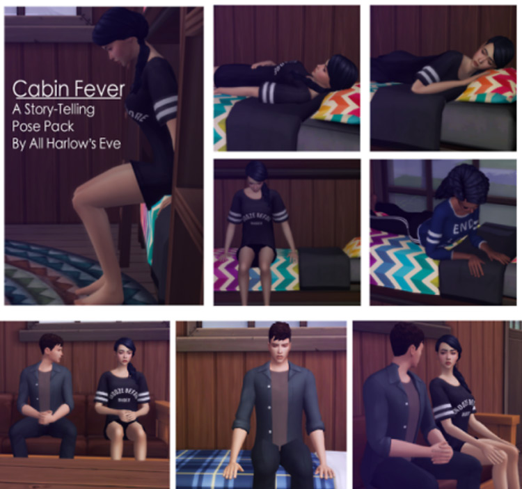Cabin Fever Story-Telling Pose Pack / Sims 4