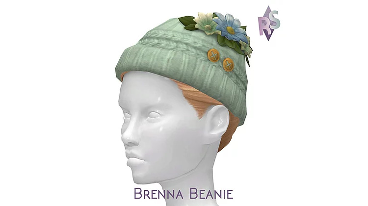 Brenna Beanie with Buttons / Sims 4 CC