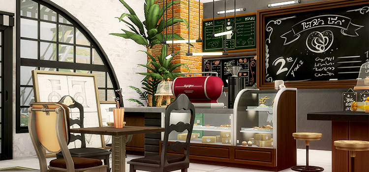 Industrial Cafe Lot Interior (Coffee Shop) for The Sims 4