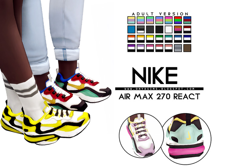 Nike Air Max 270 React Sneakers / Sims 4 CC