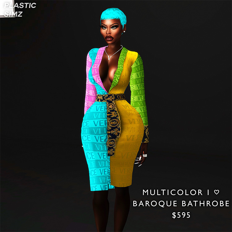 Versace Multicolor Bathrobe / Sims 4 CC