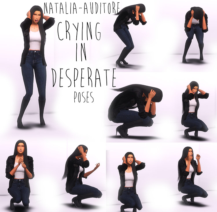 Crying In Desperate Pose Pack / Sims 4