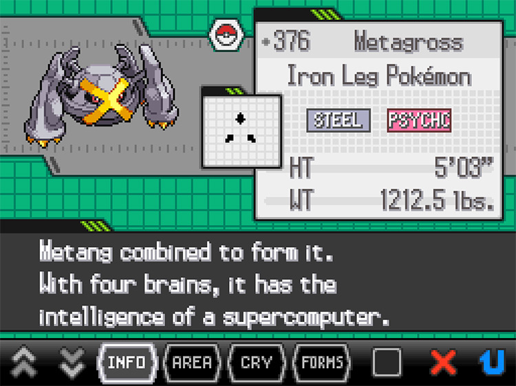 Metagross Pokedex in Pokemon Black and White