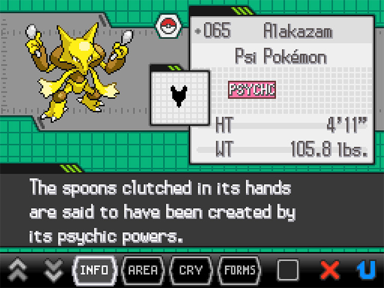 Alakazam Pokedex in Pokemon Black and White