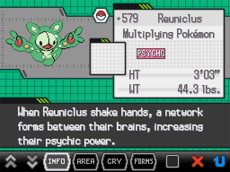 Reuniclus Pokedex in Pokemon Black and White