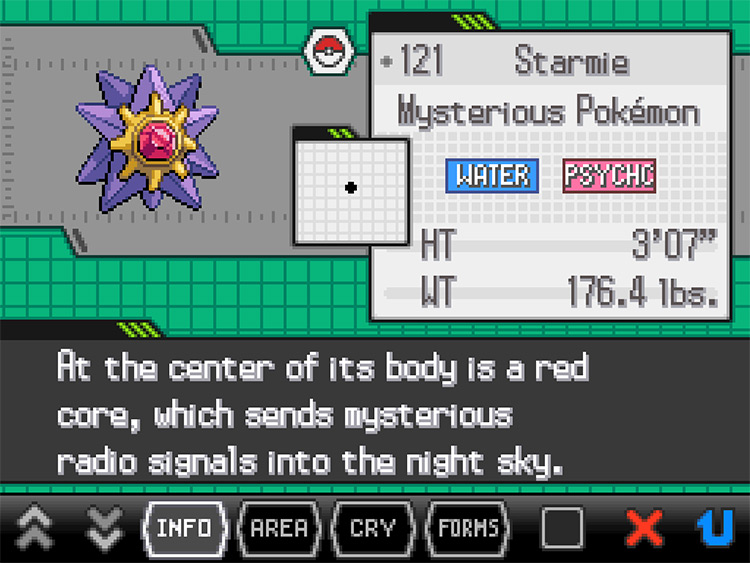 Starmie Pokedex in Pokemon Black and White