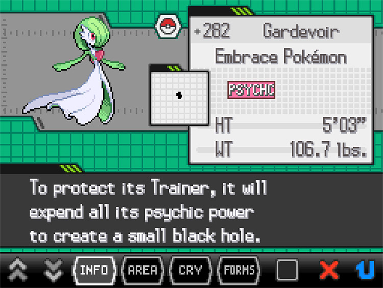 Gardevoir Pokedex in Pokemon Black and White