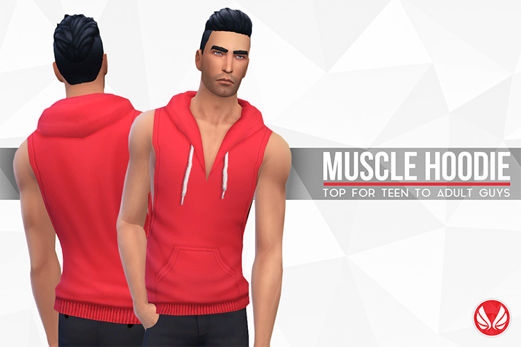 Male Muscle Hoodie (Maxis Match) Sims 4 CC