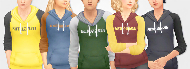 Hogwarts Harry Potter Hoodies CC for The Sims 4